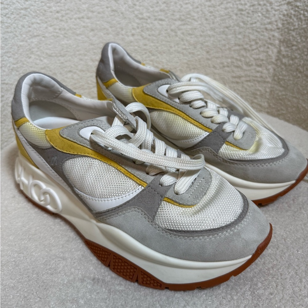 Jimmy Choo Women's Sneakers - White, Gray, Yellow